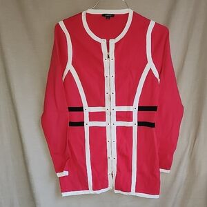 Carlisle Pink and White Knit Zip Dress